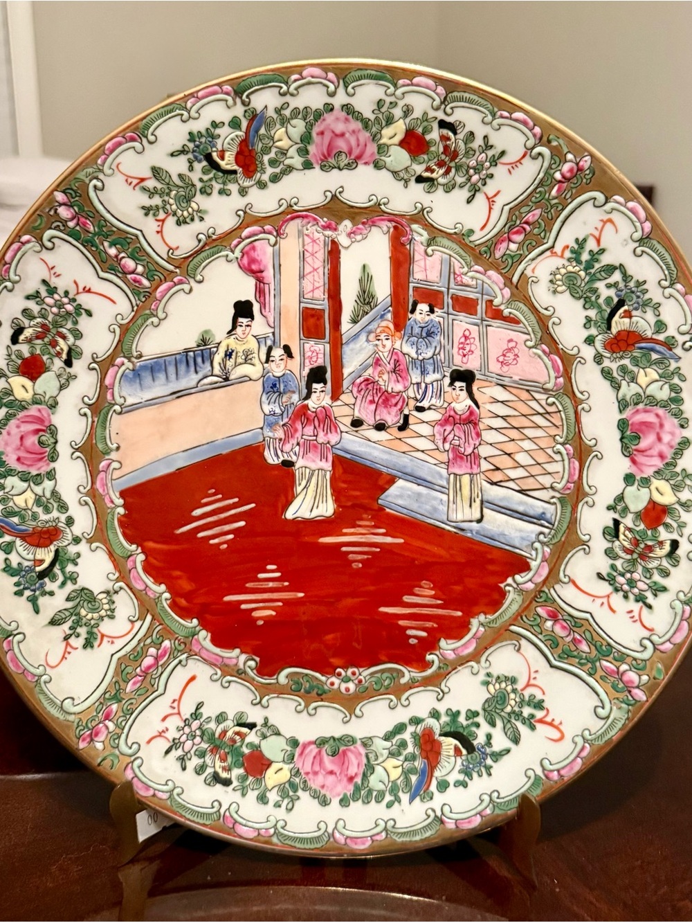 Vintage Qing Qianlong Chinese Porcelain Canton Famille Rose Medallion Plate Art